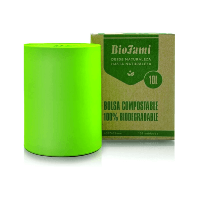 100% Bolsas Compostables Basura Certificado, Extra Resistentes Bolsas Basura 10L-200uds, Sin Plástico, Antigoteo, Cubo de Basura Cocina y Jardín