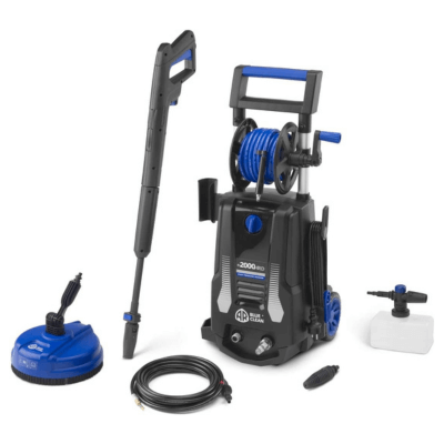 AR Blue Clean Hidrolimpiadora de Alta Presión con Kit de Limpieza de Tuberías y Patio Cleaner e-2000 HRD (2000 W, 150 bar, 440 l-h), Color Negro Y Azul