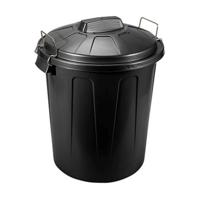 Acan Tradineur - Cubo de basura con tapa y asas, contenedor de residuos de plástico, papelera, reciclaje, industrial, hogar (Negro, 51 litros)