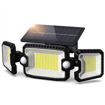 AmbiCasa Luz Solar Exterior, Lámpara Solar Exterior con Doble Detector de Movimiento, Rango de Illumination de 270°, IP65, 3 Modos Luz Solar Led Exterior