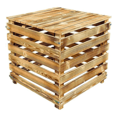 Compostador de madera con tapa, 510 L, contenedor de compostaje con paredes abatibles, de madera flameada, para jardín, compostador de madera orgánico