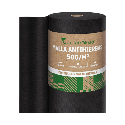 GardenGloss 50m² Tela Antihierba contra Las Malas Hierbas – Mallas Antihierba Resistente al Desgaste 50g m² – Alta estabilización UV (50m x 1m, 1 Rollo)