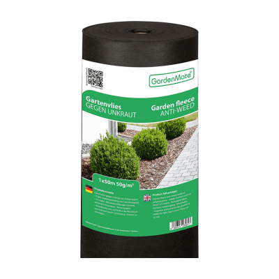 GardenMate Malla geotextil de 1 m x 50 m y 50 gm² – Rollo de geotextil Resistente para Malas Hierbas – Estabilizada contra UV – Permeable al Agua – 1 m