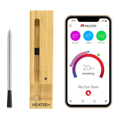 MEATER Plus - 50m Termómetro inalámbrico inteligente para carne para el horno, parrilla de cocina, barbacoa, ahumador, asador con Bluetooth y conectividad