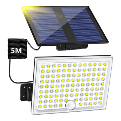 Realky Lampara solar exterior con sensor de movimiento, foco led exterior solares 113 LED 2000mAh 4 Modes, luz exterior solar potente lamparas solare