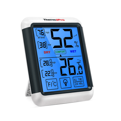 ThermoPro TP55 Termometro Higrómetro de Interior para Casa Ambiente medidor de Temperatura y Humedad Digital Termohigrómetro Profesional con Pantalla táctil